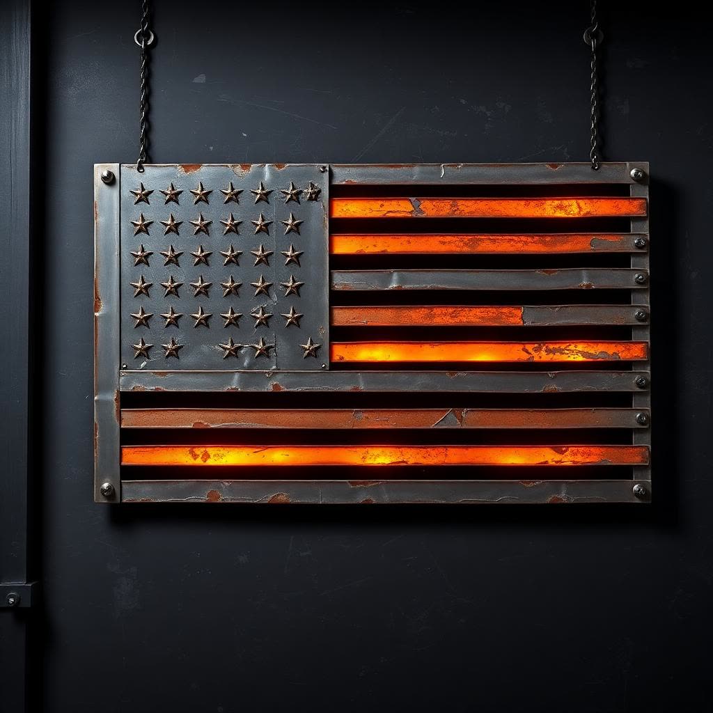 Welded Steel American Flag Wall Art